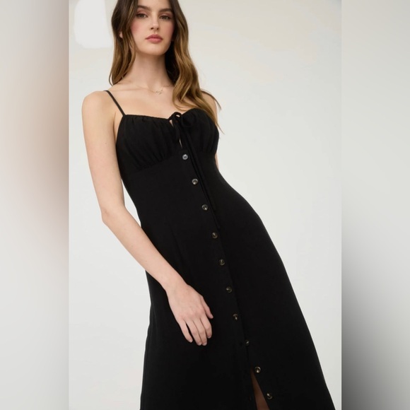 The Workshop Tell Me More Button Front Dress, Black, Large - Picture 1 of 12